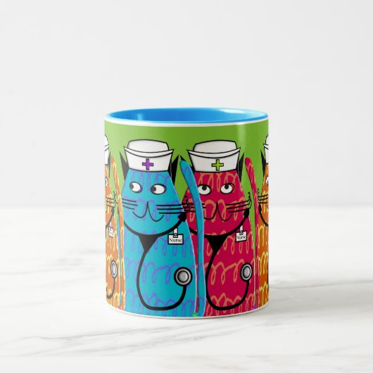 Krankenschwester-Katzen Zweifarbige Tasse (Mittel)