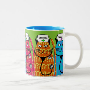 Krankenschwester-Katzen Zweifarbige Tasse
