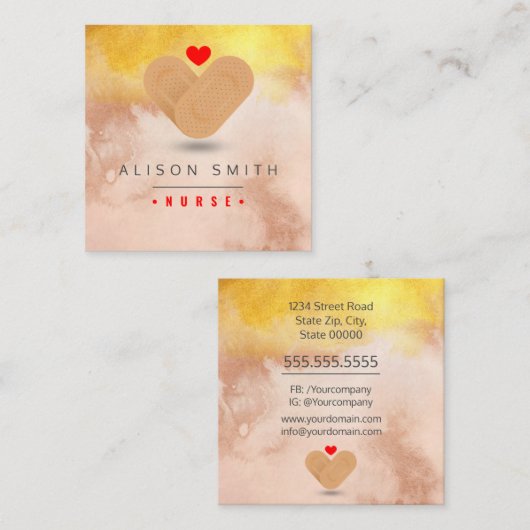 Krankenschwester / Kinderpfleger / pfleger Quadratische Visitenkarte (Vorne/Hinten)