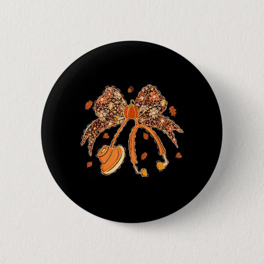 Krankenschwester Kokette Schleife Stethoskop Blätt Button (Vorderseite)