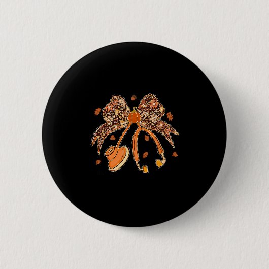 Krankenschwester Kokette Schleife Stethoskop Blätt Button (Vorderseite)