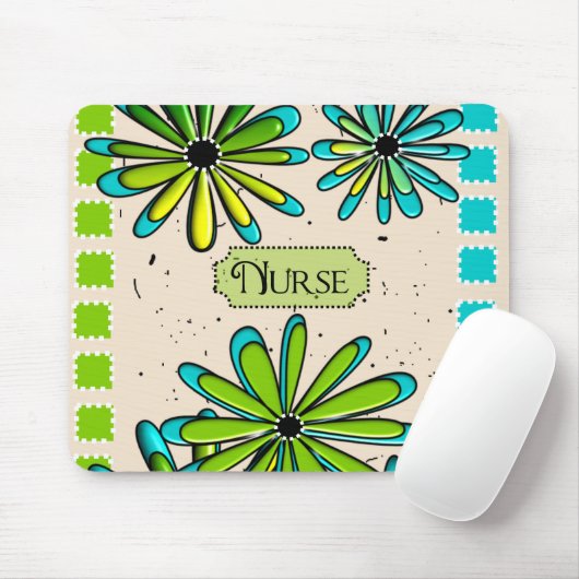 Krankenschwester-künstlerisches Mit Blumengrünes Mousepad (Mit Mouse)