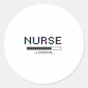 Krankenschwester-Ladefehler-Pixel-Art-Design Runder Aufkleber
