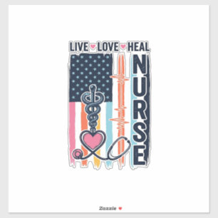 Krankenschwester Lebe Liebe Heile Patriotisches Vi Aufkleber