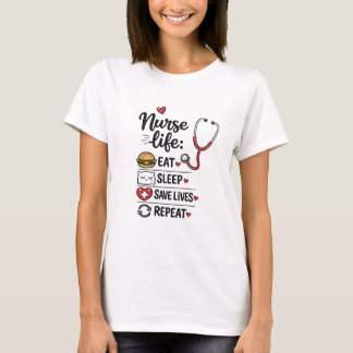 Krankenschwester Leben: Essen Schlafen Leben Rette T-Shirt