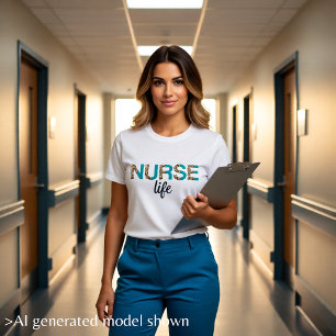 Krankenschwester Leben - halb Leopard Krankenschwe T-Shirt
