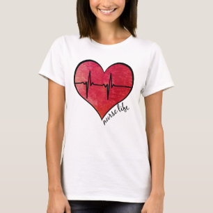 Krankenschwester Leben - Wasserfarbenes Herz T-Shirt