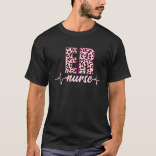 Krankenschwester Leopard Herzschlag EKG Puls Krank T-Shirt