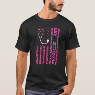 Krankenschwester Leopardendruck Rosa USA-Flagge Pa T-Shirt