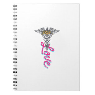 Krankenschwester Liebe Caduceus Florales Medizinis Notizblock