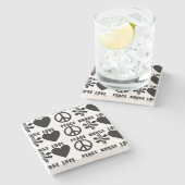 Krankenschwester-Liebe-Frieden Steinuntersetzer (Seitenansicht)