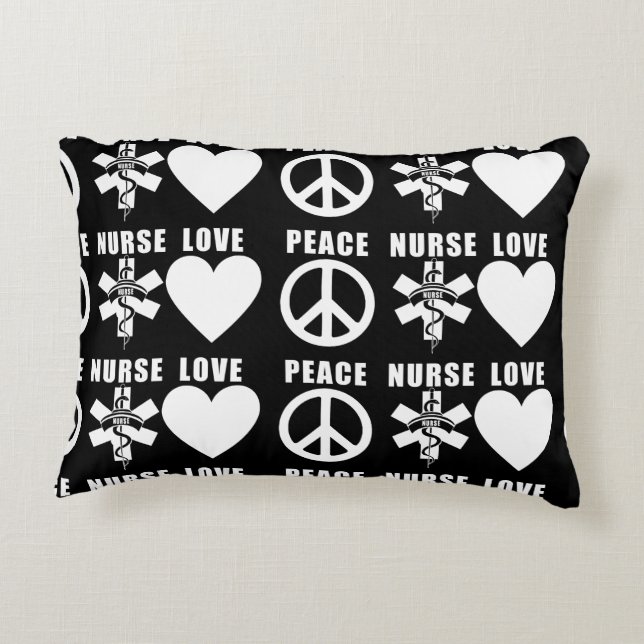 Krankenschwester-Liebe-Frieden Zierkissen (Rückseite)