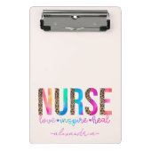 "Krankenschwester - Liebe, Inspiriert, heilen" in Mini Klemmbrett (Vorderseite)