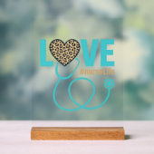 Krankenschwester Liebe Leopard Stethoskop Vektor D Acrylschild (Neutral)