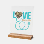 Krankenschwester Liebe Leopard Stethoskop Vektor D Acrylschild (Winkel)