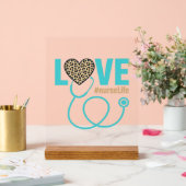 Krankenschwester Liebe Leopard Stethoskop Vektor D Acrylschild (Hochzeit)