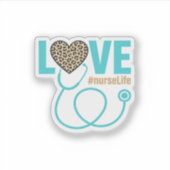 Krankenschwester Liebe Leopard Stethoskop Vektor D Aufkleber (Vorderseite)