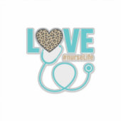 Krankenschwester Liebe Leopard Stethoskop Vektor D Aufkleber (Vorderseite)