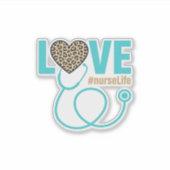 Krankenschwester Liebe Leopard Stethoskop Vektor D Aufkleber (Vorderseite)