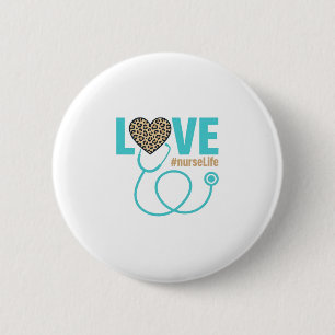 Krankenschwester Liebe Leopard Stethoskop Vektor D Button
