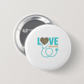 Krankenschwester Liebe Leopard Stethoskop Vektor D Button (Vorne & Hinten)