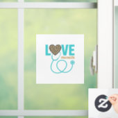 Krankenschwester Liebe Leopard Stethoskop Vektor D Fensteraufkleber (Zuhause)