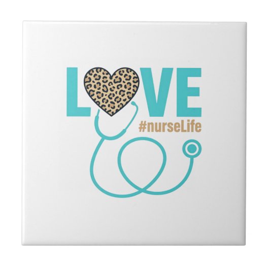 Krankenschwester Liebe Leopard Stethoskop Vektor D Fliese (Vorderseite)