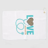 Krankenschwester Liebe Leopard Stethoskop Vektor D Golfhandtuch (Horizontal)