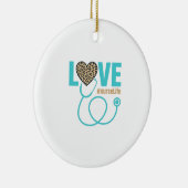 Krankenschwester Liebe Leopard Stethoskop Vektor D Keramik Ornament (Rechts)