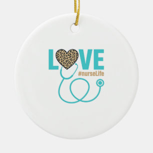 Krankenschwester Liebe Leopard Stethoskop Vektor D Keramik Ornament