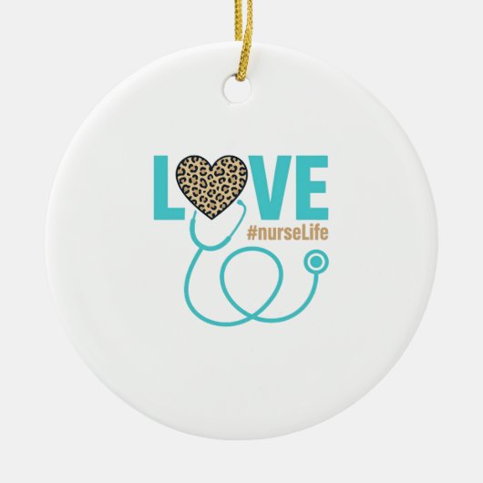 Krankenschwester Liebe Leopard Stethoskop Vektor D Keramik Ornament (Vorne)