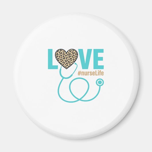 Krankenschwester Liebe Leopard Stethoskop Vektor D Magnet (Vorne)
