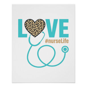 Krankenschwester Liebe Leopard Stethoskop Vektor D Poster