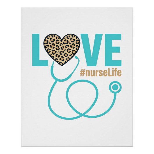 Krankenschwester Liebe Leopard Stethoskop Vektor D Poster (Vorderseite)