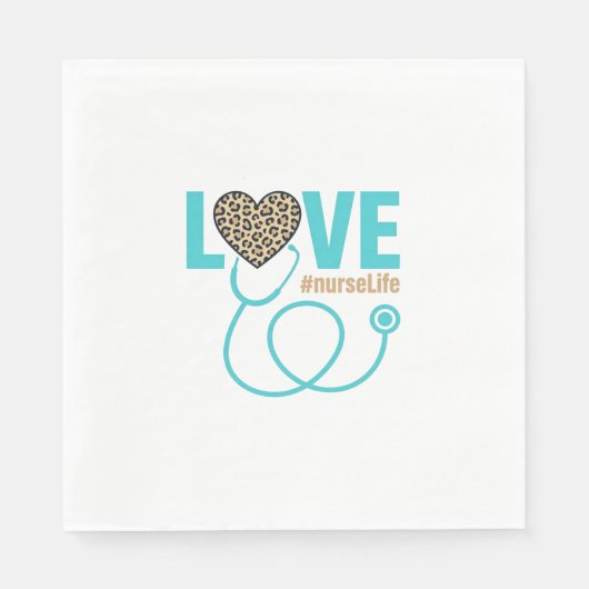 Krankenschwester Liebe Leopard Stethoskop Vektor D Serviette (Vorderseite)