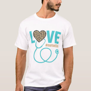 Krankenschwester Liebe Leopard Stethoskop Vektor D T-Shirt