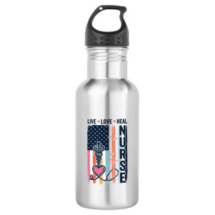 Krankenschwester Live Liebe Heilen Patriotisch Vin Edelstahlflasche