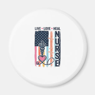 Krankenschwester Live Liebe Heilen Patriotisch Vin Magnet
