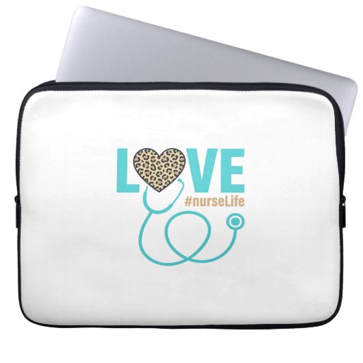 Krankenschwester Love Leopard Stethoskop Vektor De Laptopschutzhülle (Vorderseite)