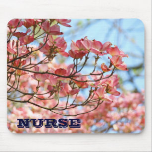 Krankenschwester-Mauspad Rosa Dogwood-Baum-Blüten Mousepad