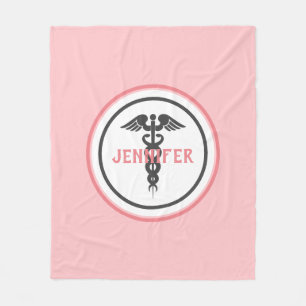 Krankenschwester Medizin Caduceus Blush Pink Fleecedecke