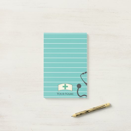 Krankenschwester-medizinisches Post-it Klebezettel (Auf Schreibtisch)