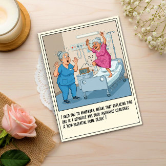 Krankenschwester mit älterem Patienten beim Tanzen Postkarte