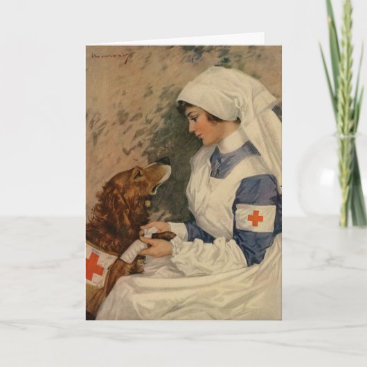 Krankenschwester mit dem goldenen Retriever 1917 Karte (Vorderseite)