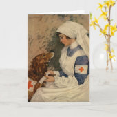 Krankenschwester mit dem goldenen Retriever 1917 Karte (Gelbe Blume)
