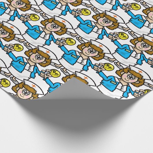 Krankenschwester mit einem Yummy Pill Gift Wrap Geschenkpapier (Ecke)