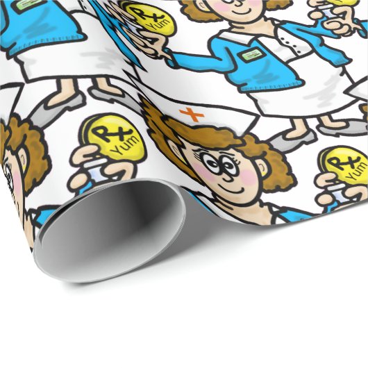 Krankenschwester mit einem Yummy Pill Gift Wrap Geschenkpapier (Rolleneckpunkt)