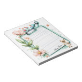 Krankenschwester mit einer Tasse Kaffee Notizblock (angewinkelt)