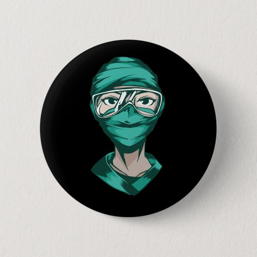 Krankenschwester mit Gesichtsmaske Button (Vorderseite)