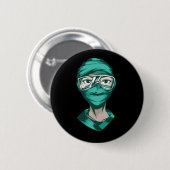 Krankenschwester mit Gesichtsmaske Button (Vorne & Hinten)